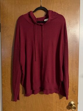 Stitches + Stripes Maroon Hooded Knit Sweater